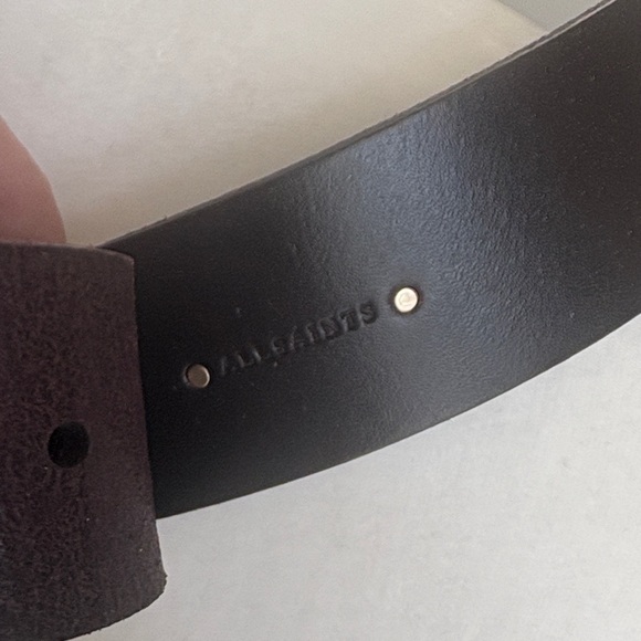 All Saints Brown Leather Belt with Gold-Tone Buckle - Picture 3 of 3